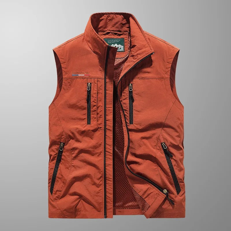 Gilet sans manches homme avec fermeture éclair et col montant Veste d'extérieur