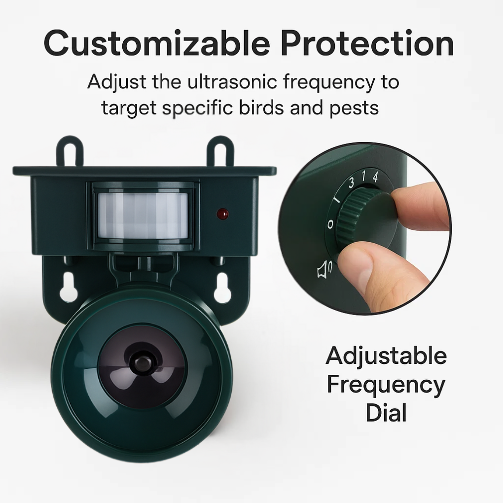 Dispositif intelligent de dissuasion solaire contre les oiseaux avec détecteur de mouvement