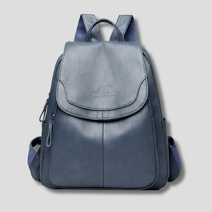 Anti-theft leather backpack for stylish women