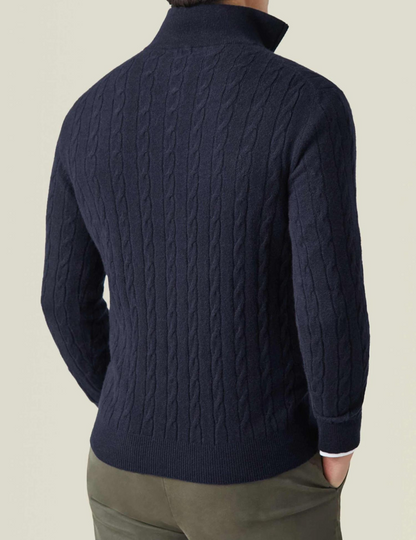 Stylish Cable-Knit Sweater with Zipper