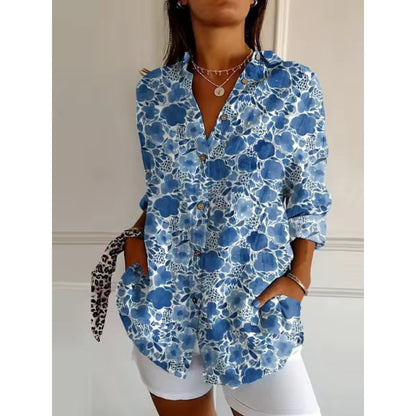 Floral Blouse with Buttons for Women