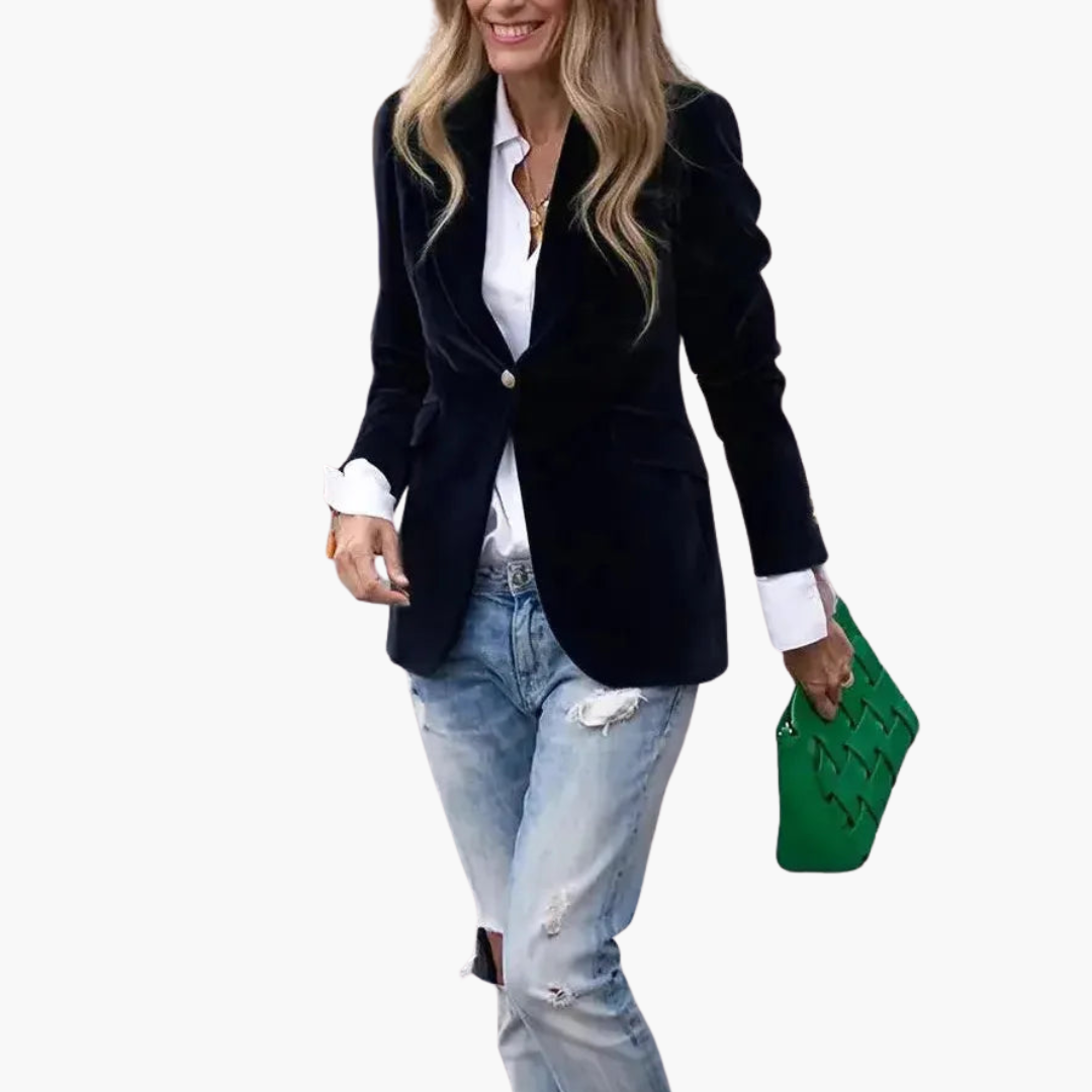 Single-breasted women's velvet jacket