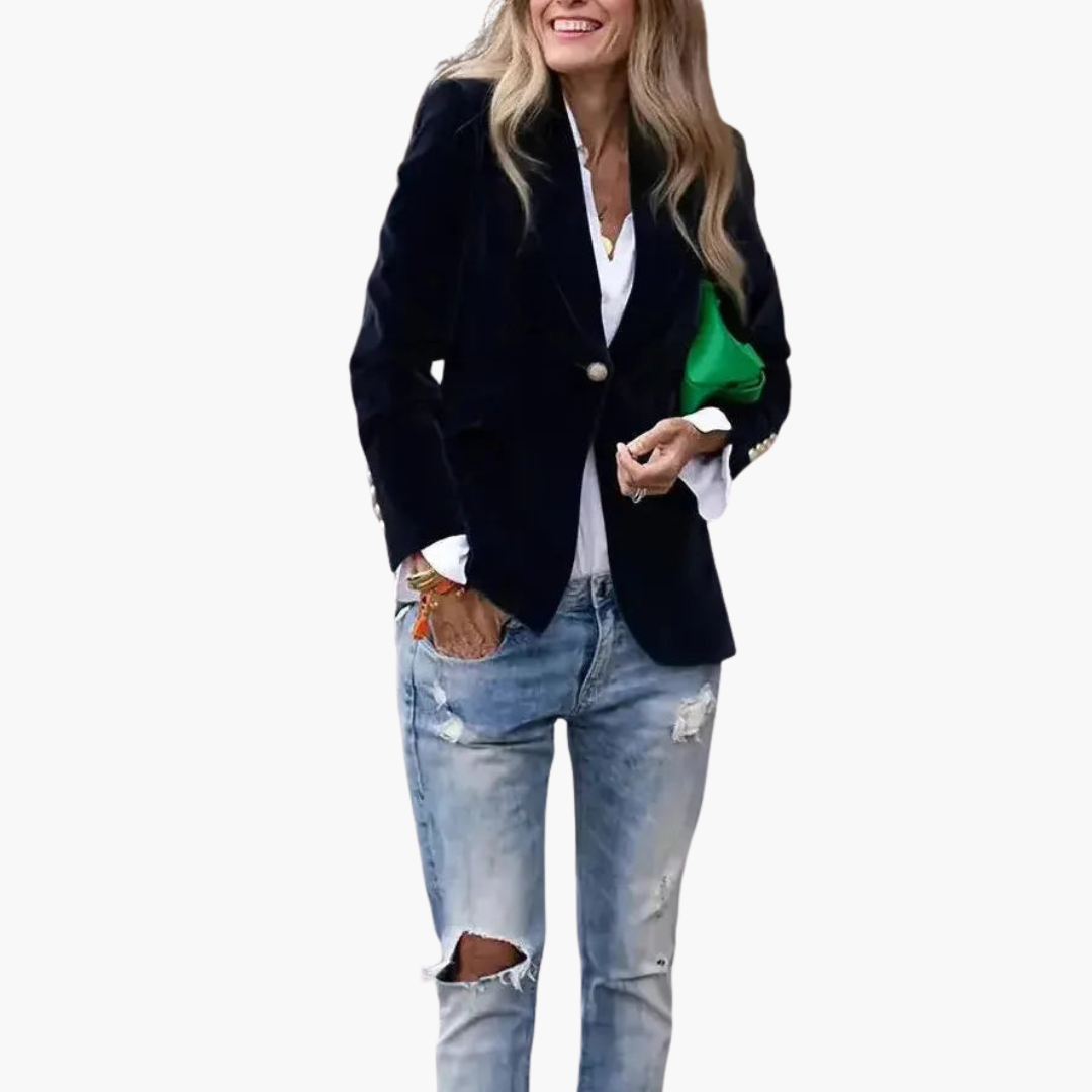 Single-breasted women's velvet jacket