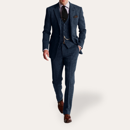 Costume tweed homme 3 pièces slim fit business festif