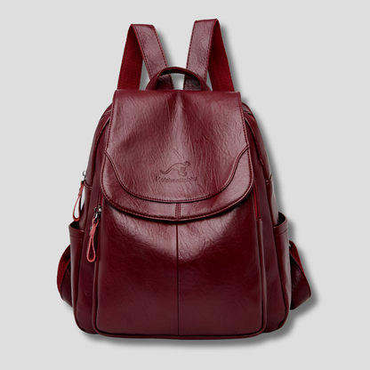 Anti-theft leather backpack for stylish women