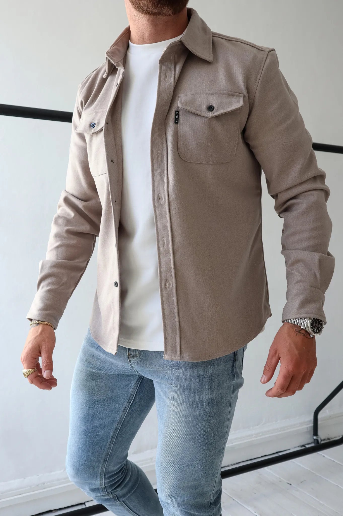 Men's Overshirt Jacket with Chest Pockets – Spring & Autumn – Casual & Lightweight
