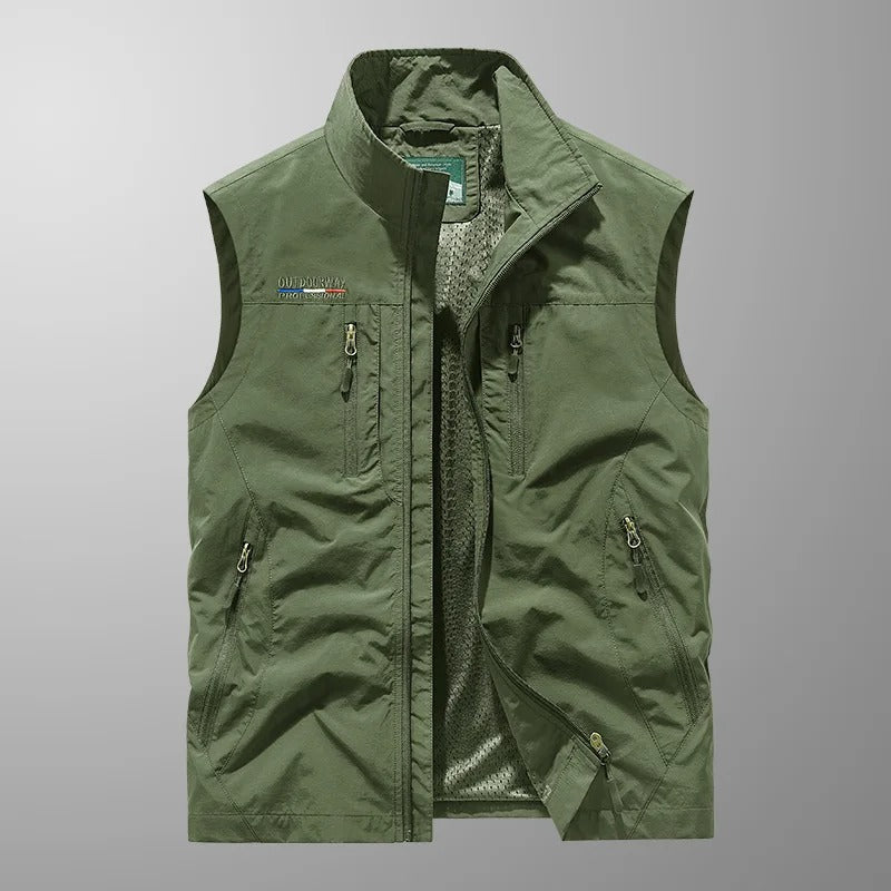 Gilet sans manches homme avec fermeture éclair et col montant Veste d'extérieur