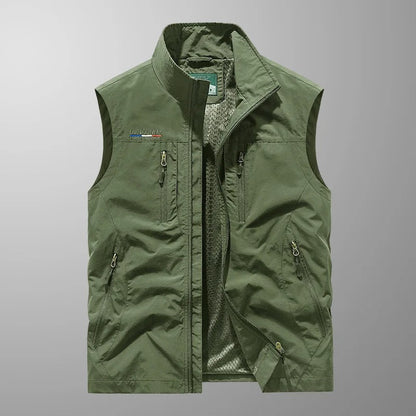 Gilet sans manches homme avec fermeture éclair et col montant Veste d'extérieur