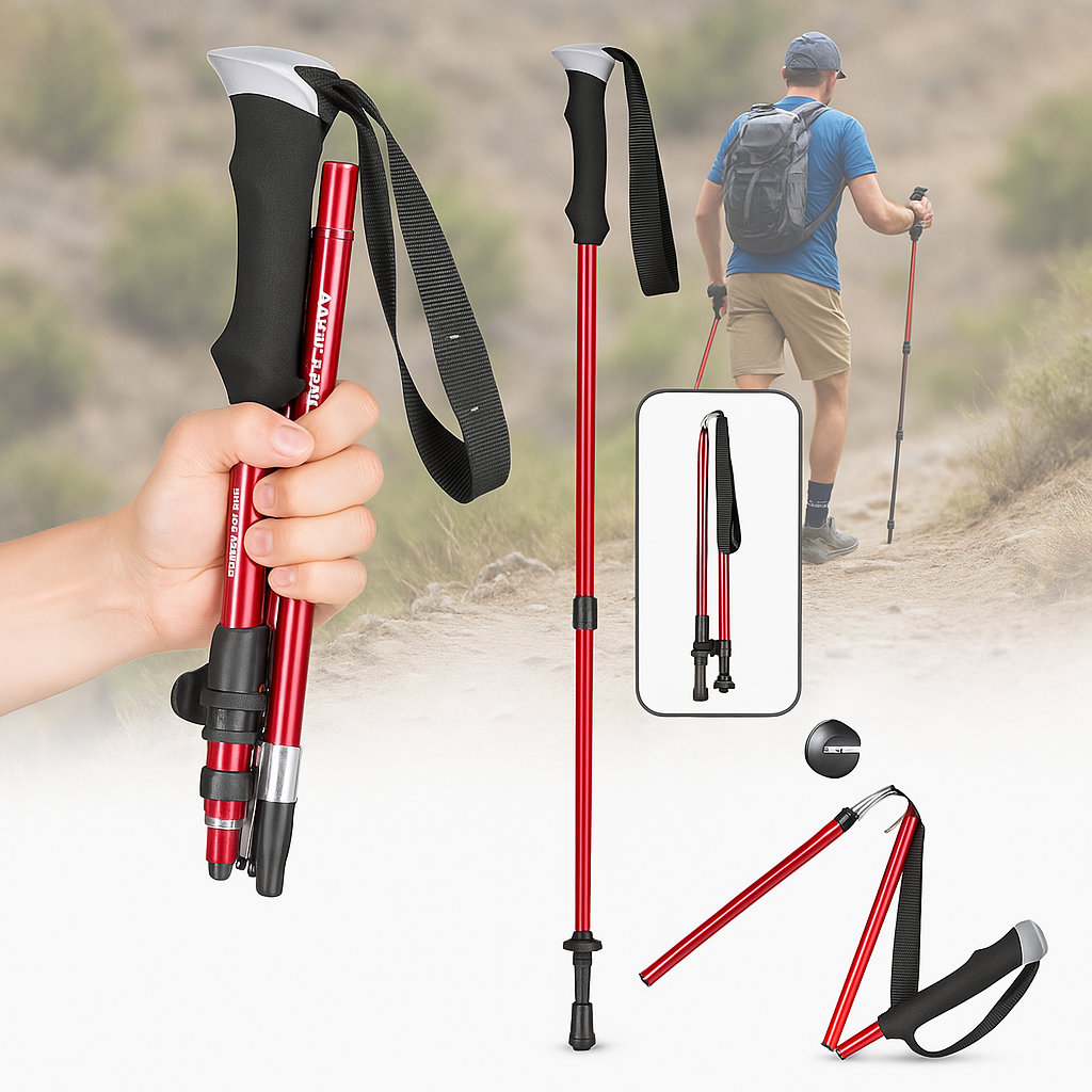 Bâtons de randonnée pliables et réglables pour trekking et randonnée