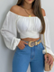 Crop-top épaules dénudées - Style bohème élégant avec manches longues