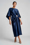 Satin midi dress with batwing sleeves for wedding guests