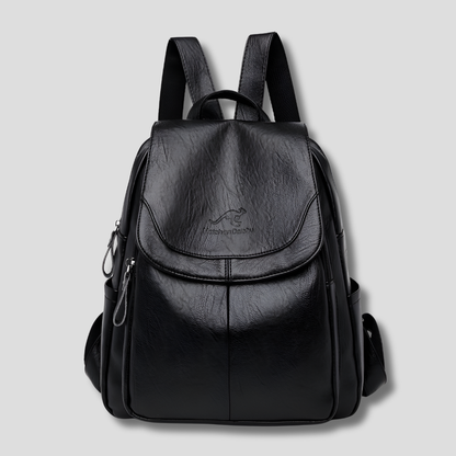 Anti-theft leather backpack for stylish women
