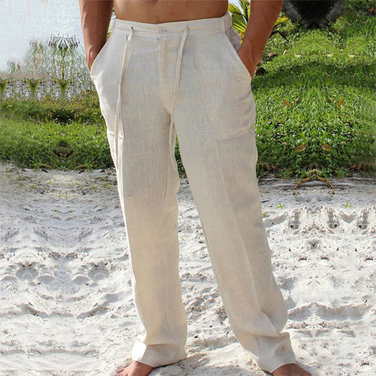 Summer Linen Pants for Men with Elastic Waistband