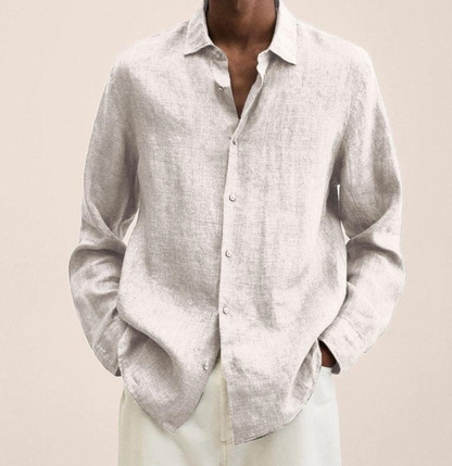 Linen Blend Shirt with Tailored Fit