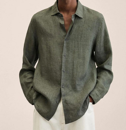 Linen Blend Shirt with Tailored Fit