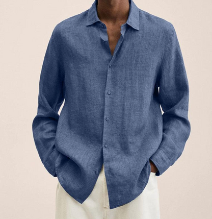 Linen Blend Shirt with Tailored Fit