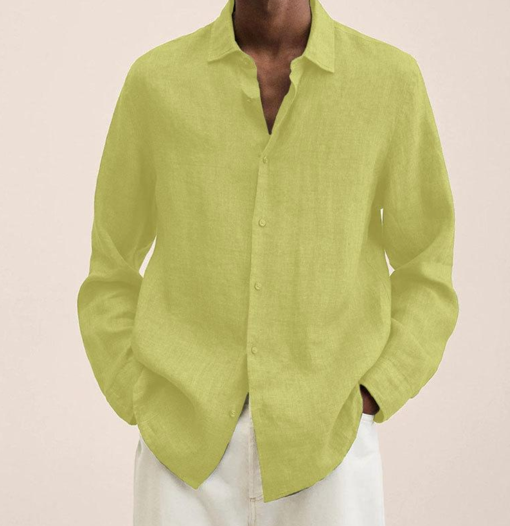 Linen Blend Shirt with Tailored Fit