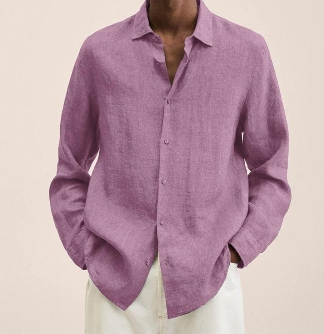 Linen Blend Shirt with Tailored Fit