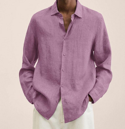 Linen Blend Shirt with Tailored Fit