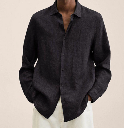 Linen Blend Shirt with Tailored Fit