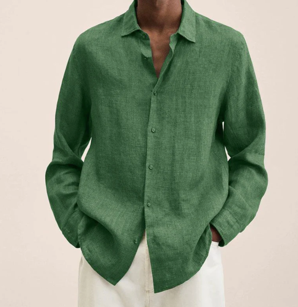 Linen Blend Shirt with Tailored Fit