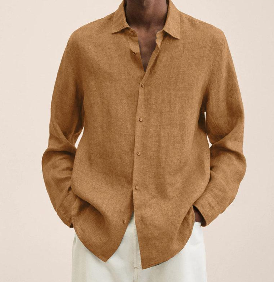 Linen Blend Shirt with Tailored Fit