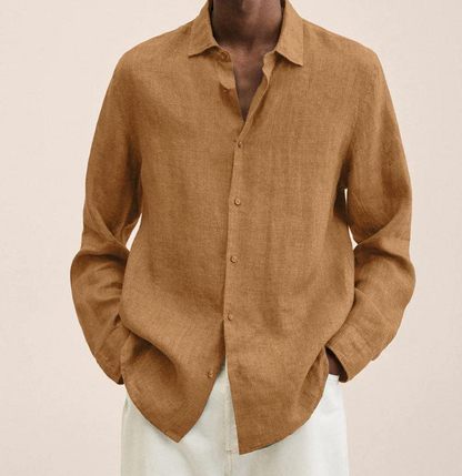 Linen Blend Shirt with Tailored Fit