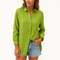 Blouse femme – Modèle oversize décontracté – Fermeture à boutons – Lin