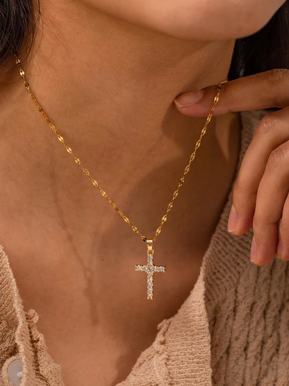 Collier croix Noah Zirkonia or