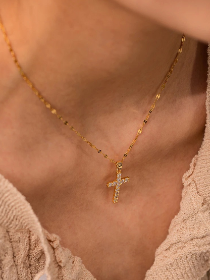 Collier croix Noah Zirkonia or
