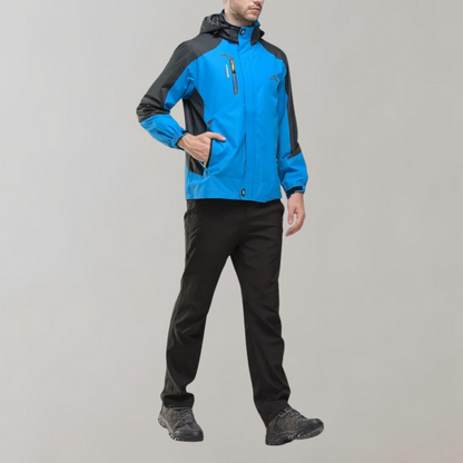 Men's Softshell Outdoor Jacket with Hood, Windproof Membrane, and Water-Repellent Finish