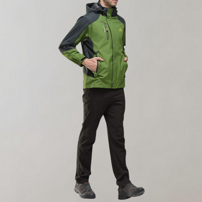 Men's Softshell Outdoor Jacket with Hood, Windproof Membrane, and Water-Repellent Finish