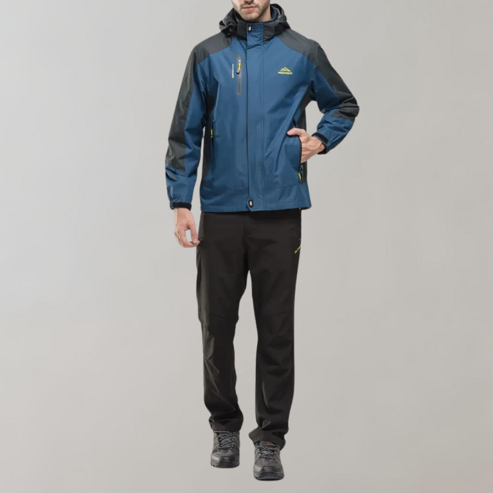Men's Softshell Outdoor Jacket with Hood, Windproof Membrane, and Water-Repellent Finish