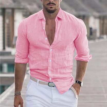 Samuel - Linen Shirt for Men with Turn-Down Collar