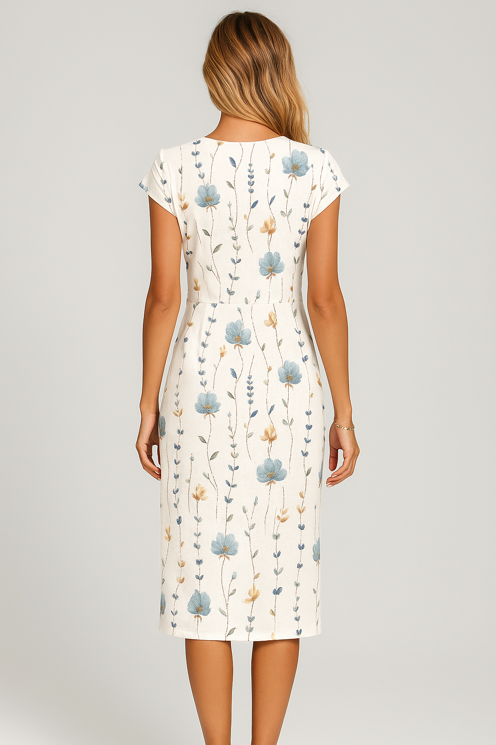 Robe midi élégante à motif floral