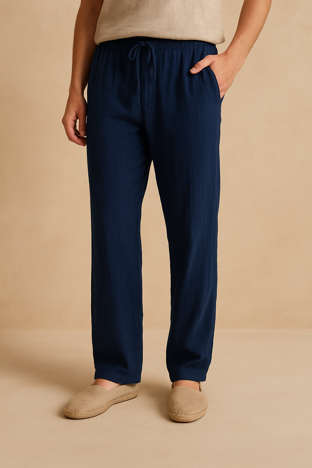 Pantalon en coton pour hommes, coupe ample, respirant et confortable