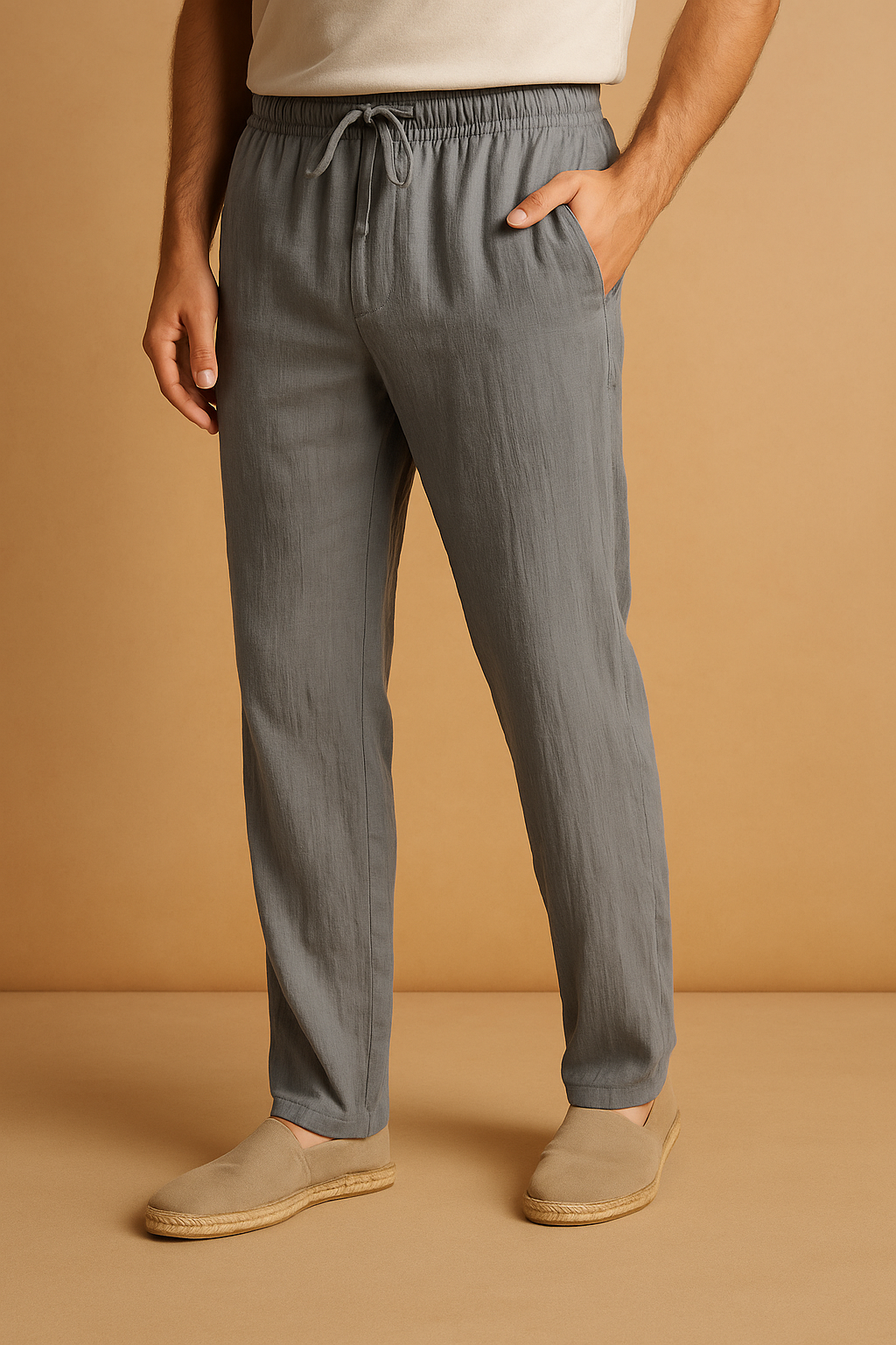 Pantalon en coton pour hommes, coupe ample, respirant et confortable