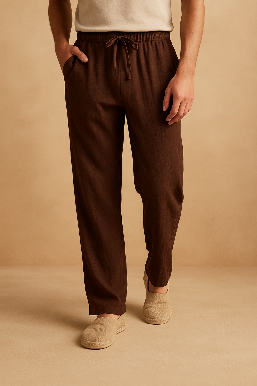 Pantalon en coton pour hommes, coupe ample, respirant et confortable