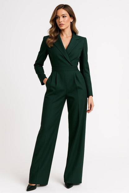 Elegant wrap jumpsuit with long sleeves – the ideal feminine silhouette for the office and evening.