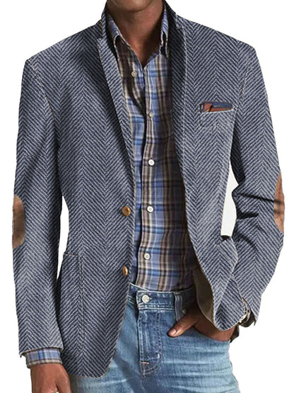 Blazer décontracté en daim avec motif chevrons