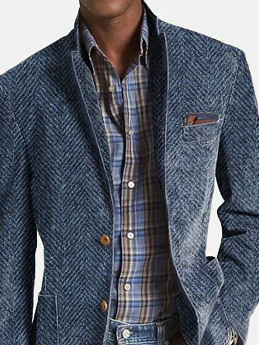 Blazer décontracté en daim avec motif chevrons