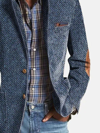 Blazer décontracté en daim avec motif chevrons