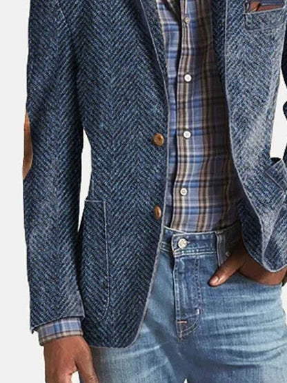 Blazer décontracté en daim avec motif chevrons