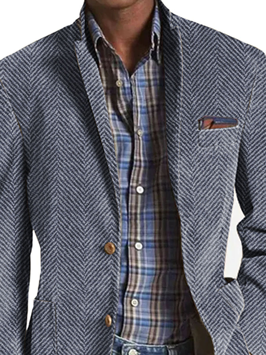 Blazer décontracté en daim avec motif chevrons