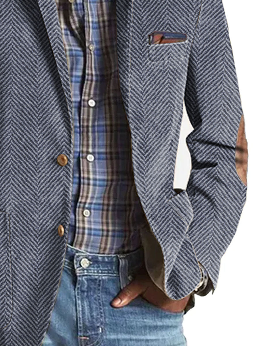Blazer décontracté en daim avec motif chevrons