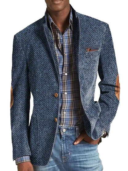 Blazer décontracté en daim avec motif chevrons