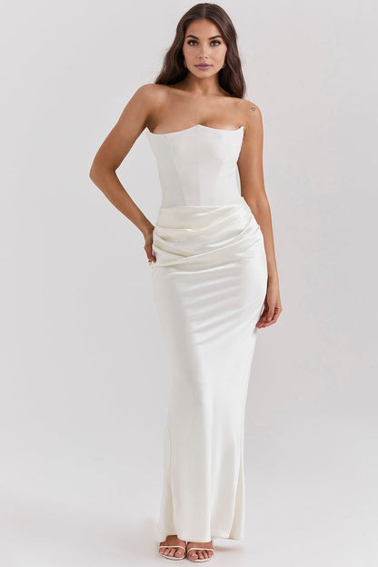 Robe de gala satinée luxe sans bretelles