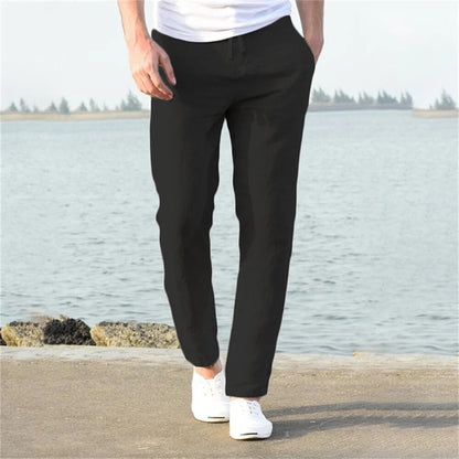 Pantalon léger en lin pour hommes, décontracté et confortable