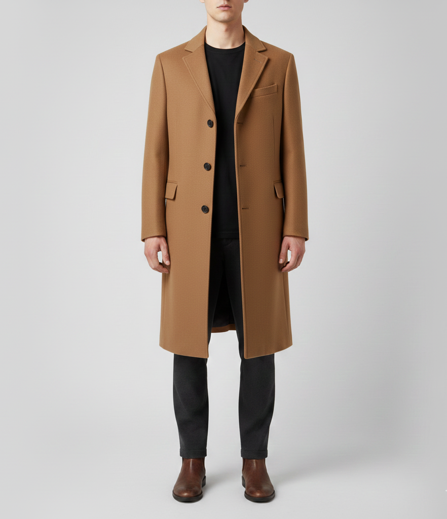 Elegant Slim-Fit Wool Coat for Men