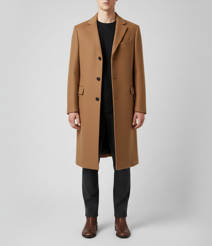 Elegant Slim-Fit Wool Coat for Men
